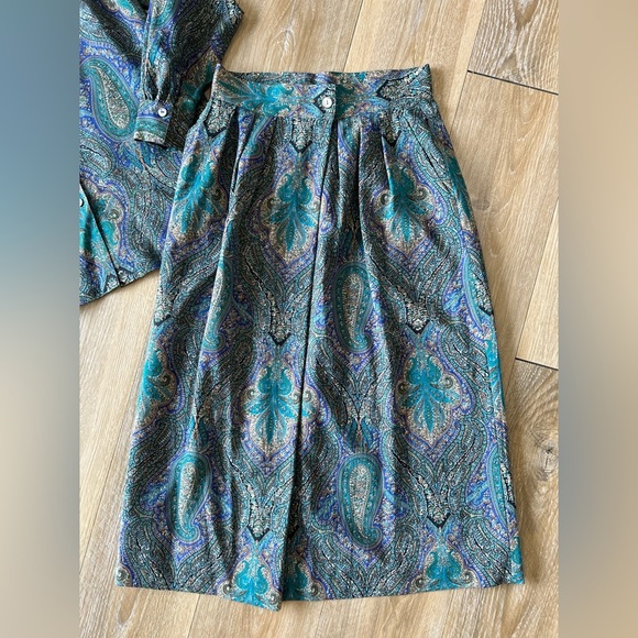 Vintage Ports Blouse + Skirt Wool Coord Paisley Set - Picture 5 of 9